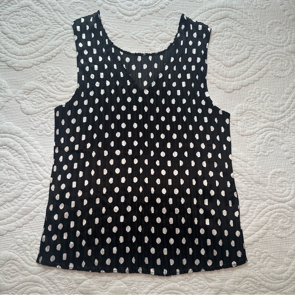 Jaipur Y2K Polka Dot Tank Top. Medium. Black and White. - Picture 2 of 5